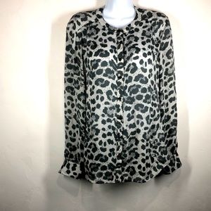 Banana Republic gray leopard print blouse size 6
